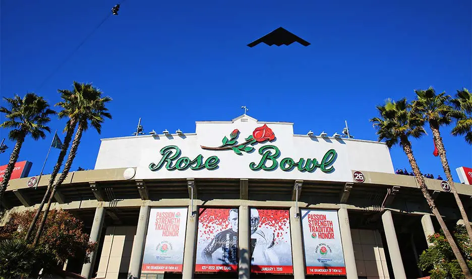 exterior view of The Rose Bowl Stadium