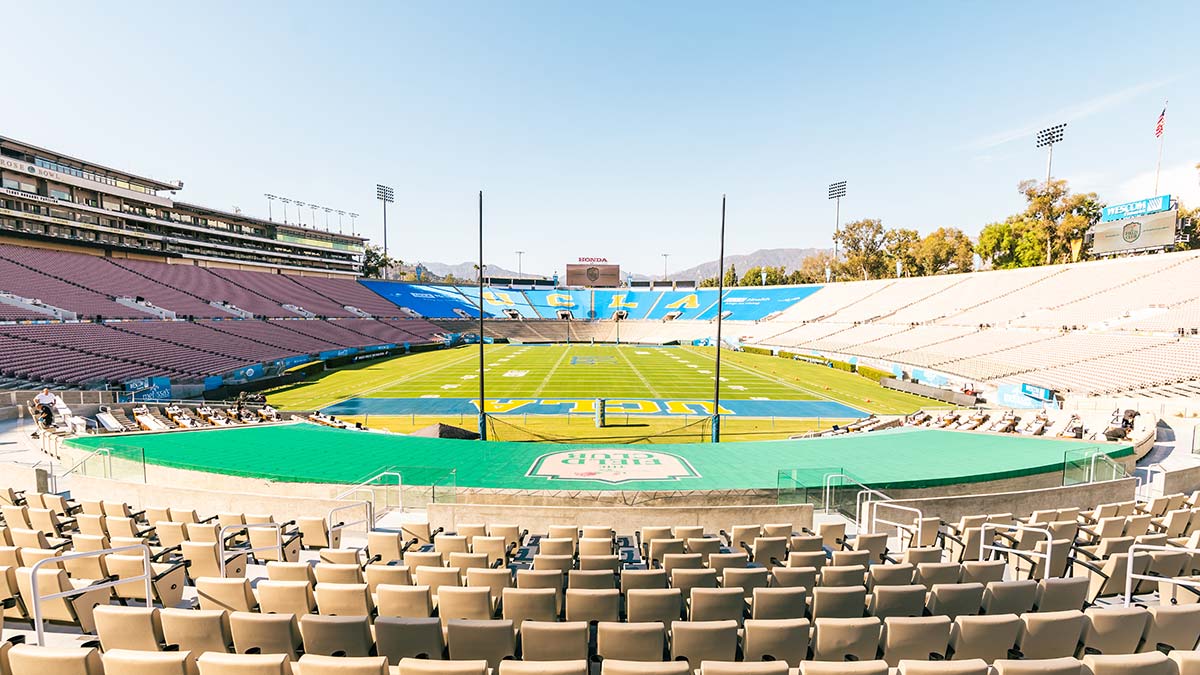 south end zone field club aerial close up